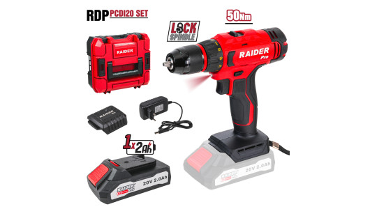 R20 Бормашина 2-ск. 10mm 50Nm 2Ah мет. патр. Case RAIDER PRO RDP-PCDI20 image