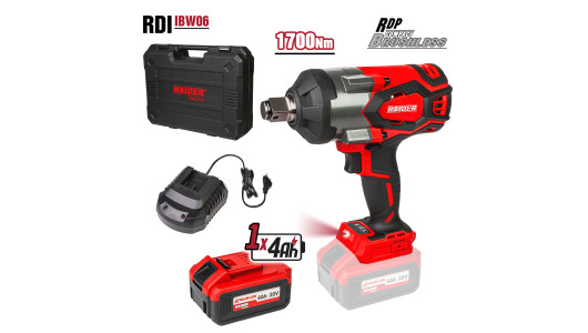 Гайковерт безч. 20V 3-ск.4Ah 1700Nm 3/4" LED куфар RDI-IBW06 image
