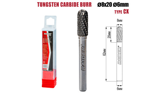 Freza debavurare Tungsten Carbon tip CX &Oslash;08x20 &oslash;6mm RDP image