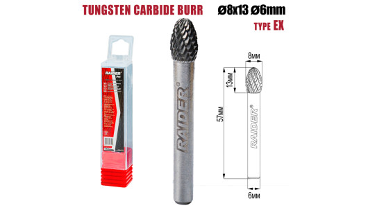 Freza debavurare Tungsten Carbon tip EX &Oslash;08x13 &oslash;6mm RDP image