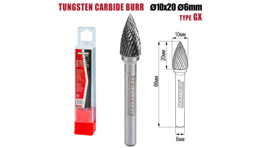 Freza debavurare Tungsten Carbon tip GX &Oslash;10x20 &oslash;6mm RDP image