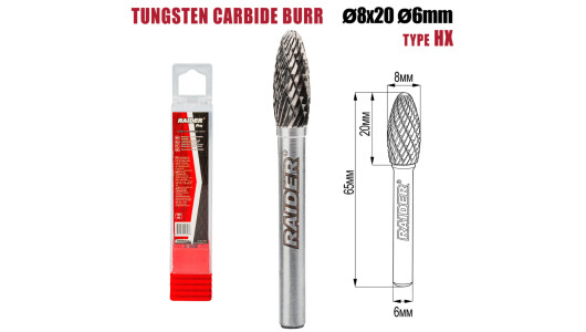 Freza debavurare Tungsten Carbon tip HX &Oslash;08x20 &oslash;6mm RDP image