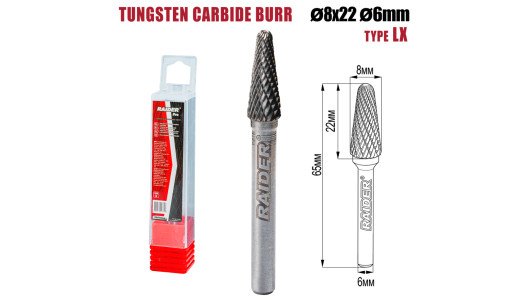 Freza debavurare Tungsten Carbon tip LX &Oslash;08x22 &oslash;6mm RDP image