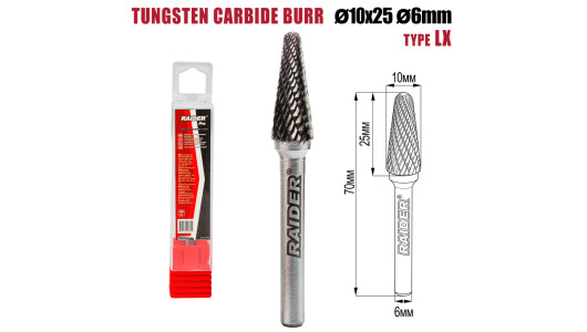Freza debavurare Tungsten Carbon tip LX &Oslash;10x25 &oslash;6mm RDP image