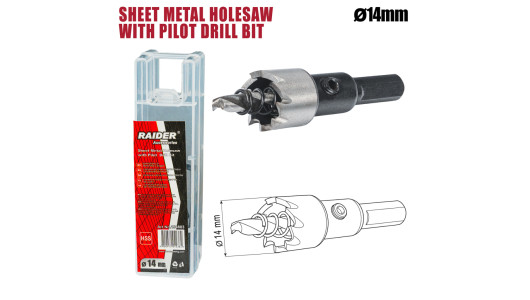 Sheet Metal Holesaw &Oslash;14mm with Pilot HSS Drill Bit image