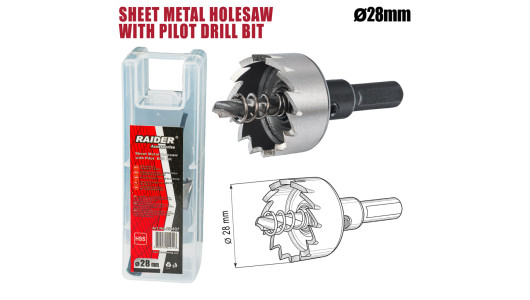 Sheet Metal Holesaw &Oslash;28mm with Pilot HSS Drill Bit image