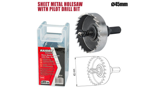Sheet Metal Holesaw &Oslash;45mm with Pilot HSS Drill Bit image