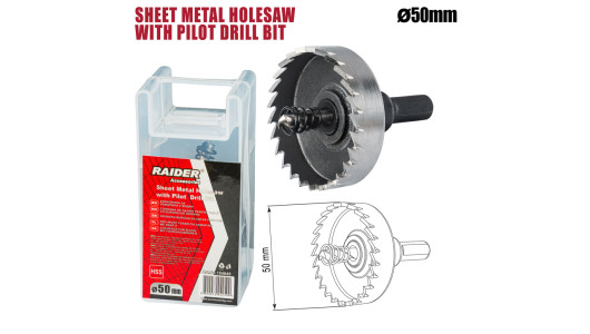 Sheet Metal Holesaw &Oslash;50mm with Pilot HSS Drill Bit image
