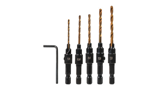 Countersink Drill Bits 1/4" hex 5pcs. Ø5, 6, 8, 10, 12mm Set image