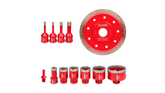 Diamond Hole Saws Dry M14 &Oslash;6-68mm+Blade+AL Case Set 12pcs image