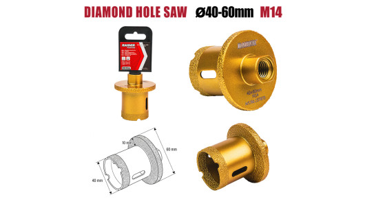 P&acirc;nză diamantată tip carotă pentru chiuvete &Oslash;40&ndash;60 mm M14 image