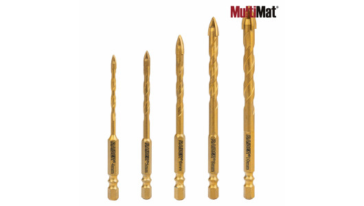 Drill Bits MultiMat 4Cut TIN Hex1/4" 5pcs. &Oslash;4 5 6 8 10mm Set image