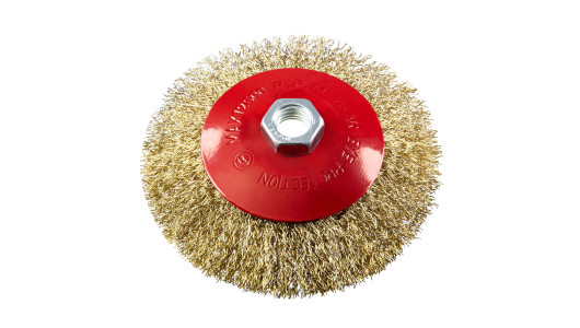 Brass-coated Wire Conical Brush &Oslash;125mm for Angle Grinder M14 image