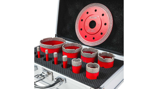 Diamond Hole Saws Dry M14 &Oslash;6-68mm+Blade+AL Case Set 12pcs image