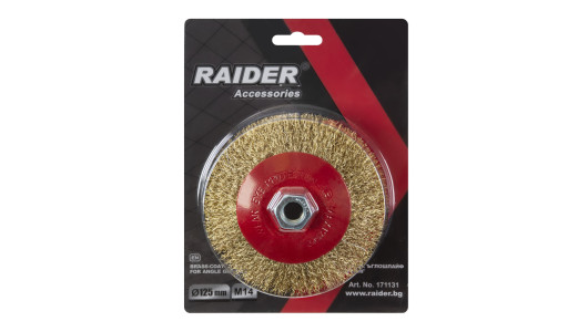 Brass-coated Wire Conical Brush &Oslash;125mm for Angle Grinder M14 image