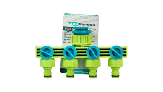 Hose connector 4 way with stop 1/2-3/4" TG image