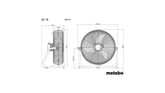 Вентилатор акум. 18V METABO AV 18 SOLO image