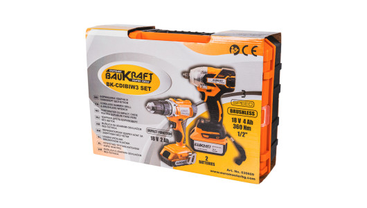 Cordl. Hammer Drill &&nbsp; Brushl. Wrench 18V 4Ah 2Ah BK-CDIBIW3 image