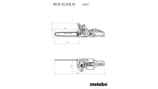 Трион верижен акум.40cm METABO MS 36-18 LTX BL 40 SOLO image